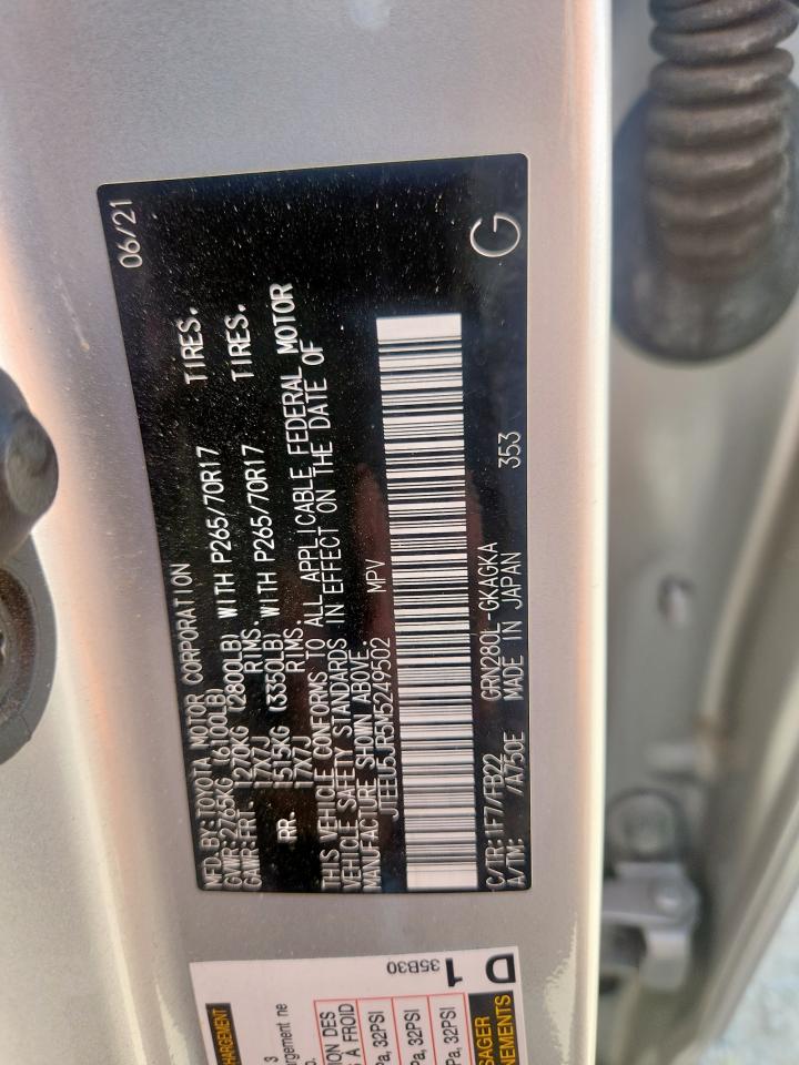 2021 Toyota 4Runner Sr5 VIN: JTEEU5JR5M5249502 Lot: 81095955