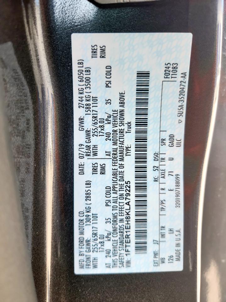2019 Ford Ranger Xl VIN: 1FTER1EH8KLA79225 Lot: 72016525