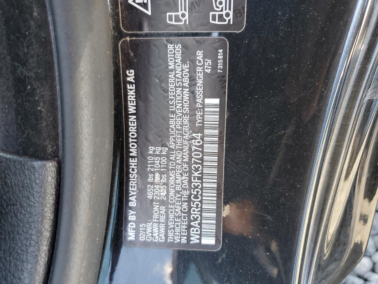 2015 BMW 435 Xi VIN: WBA3R5C53FK370764 Lot: 80920715