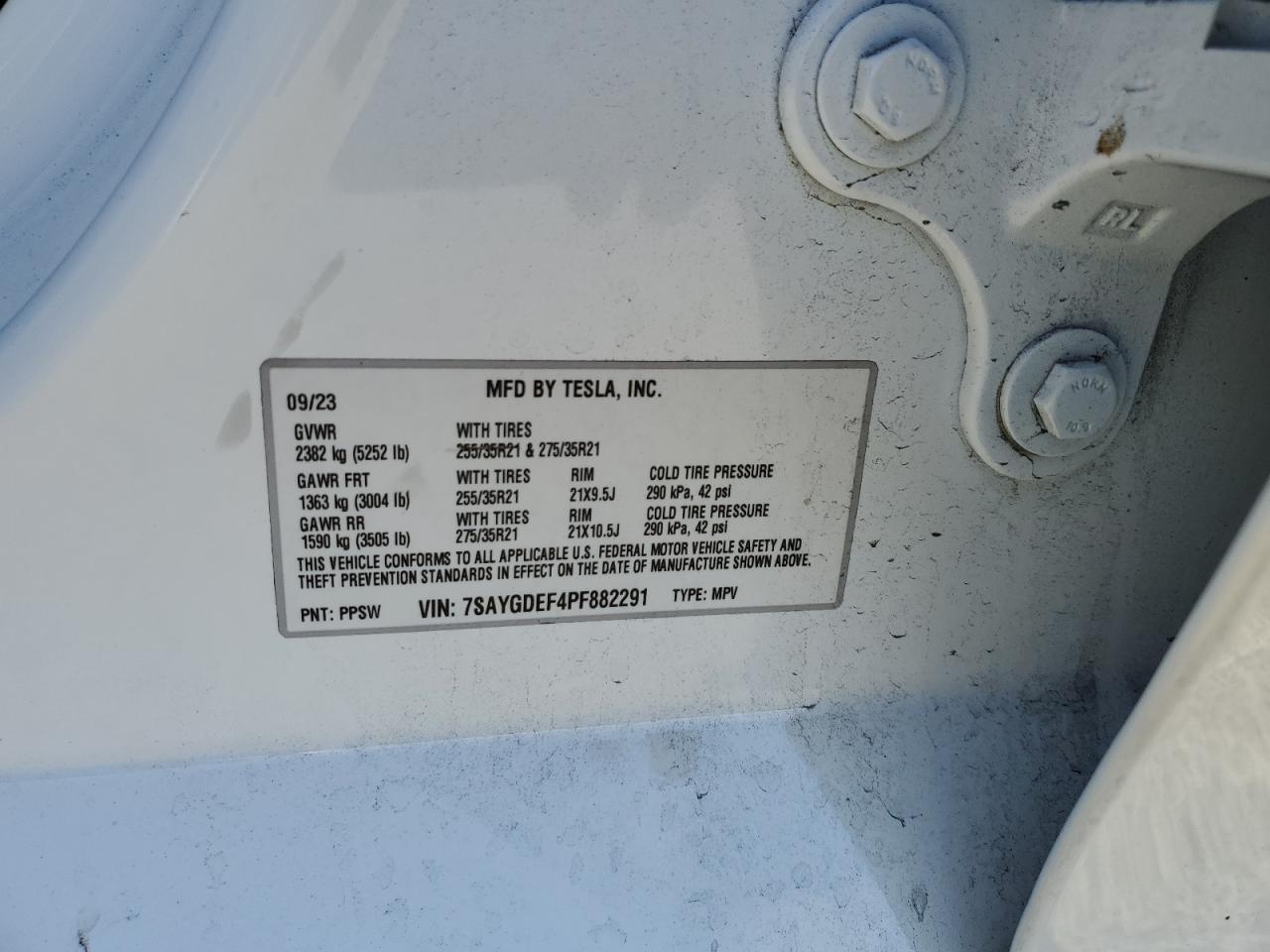 2023 Tesla Model Y VIN: 7SAYGDEF4PF882291 Lot: 72089045