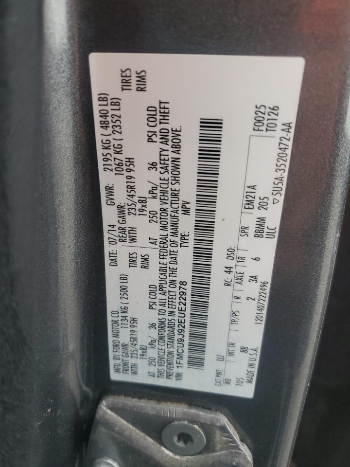 2014 Ford Escape Titanium VIN: 1FMCU9J92EUE22978 Lot: 81834775