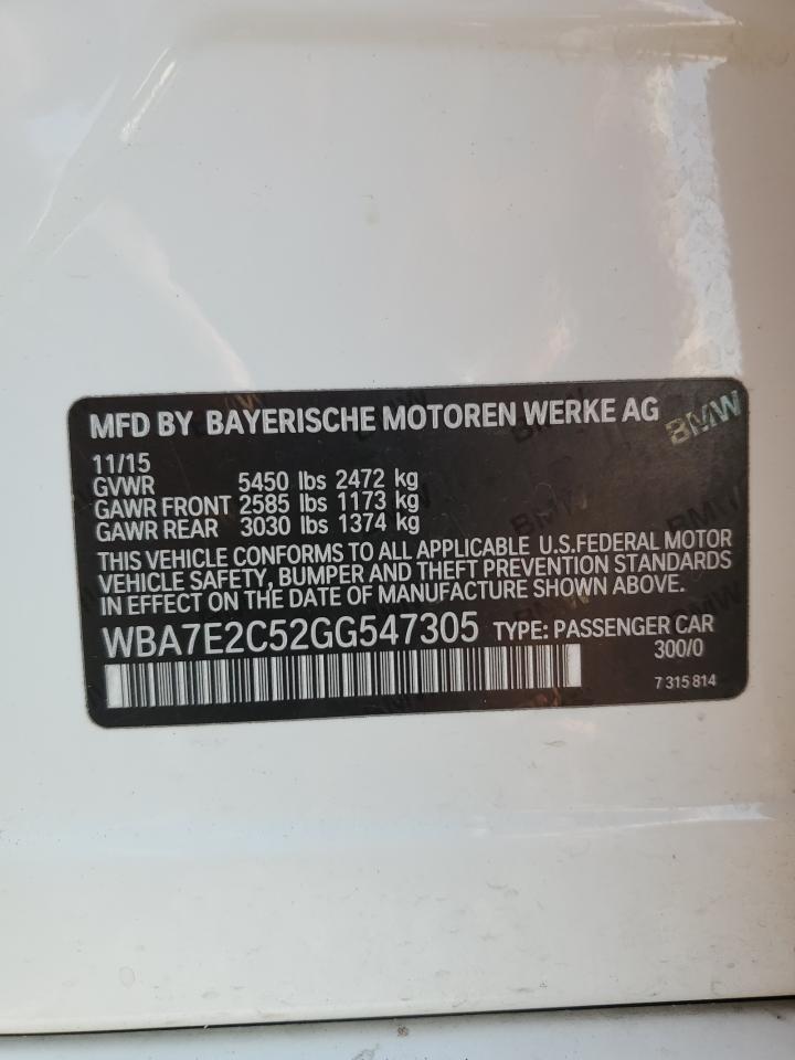 2016 BMW 740 I VIN: WBA7E2C52GG547305 Lot: 80148255