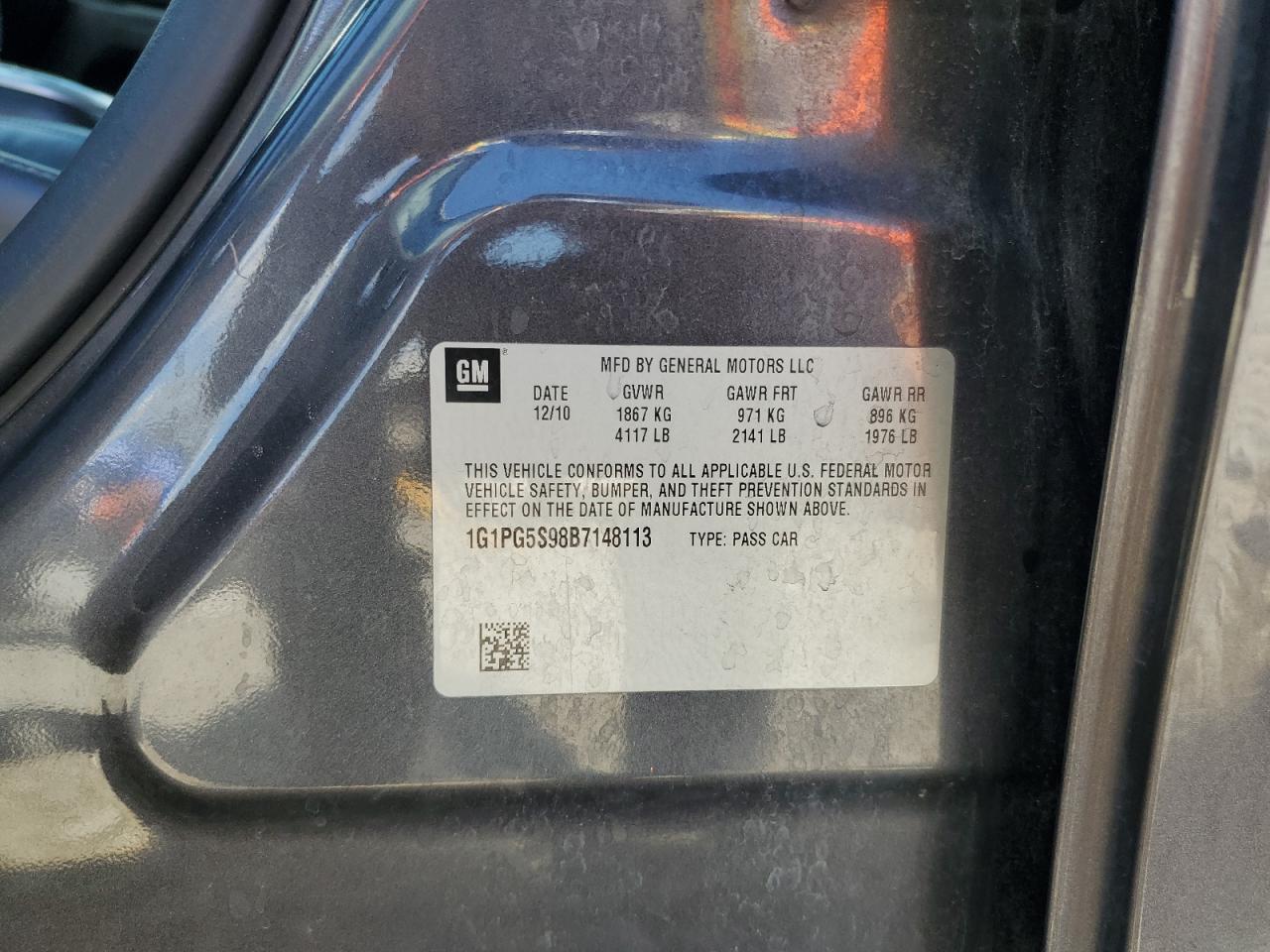 2011 Chevrolet Cruze Lt VIN: 1G1PG5S98B7148113 Lot: 83989615