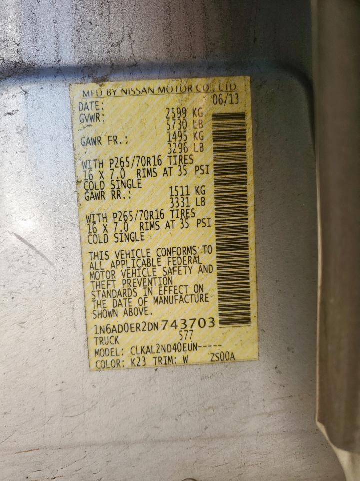 2013 Nissan Frontier S VIN: 1N6AD0ER2DN743703 Lot: 84445325