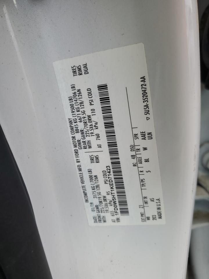 2019 Ford F550 Super Duty VIN: 1FD0W5HT1KED71423 Lot: 71802455