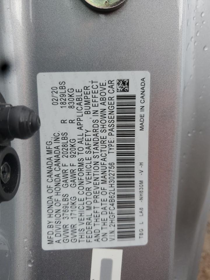 2020 Honda Civic Lx VIN: 2HGFC4B62LH302756 Lot: 71121595