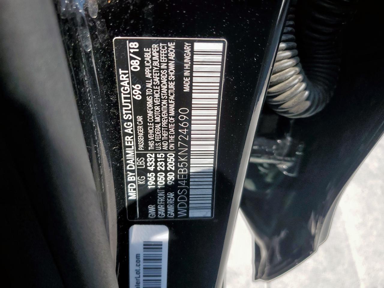 2019 Mercedes-Benz Cla 250 VIN: WDDSJ4EB5KN724690 Lot: 84541655