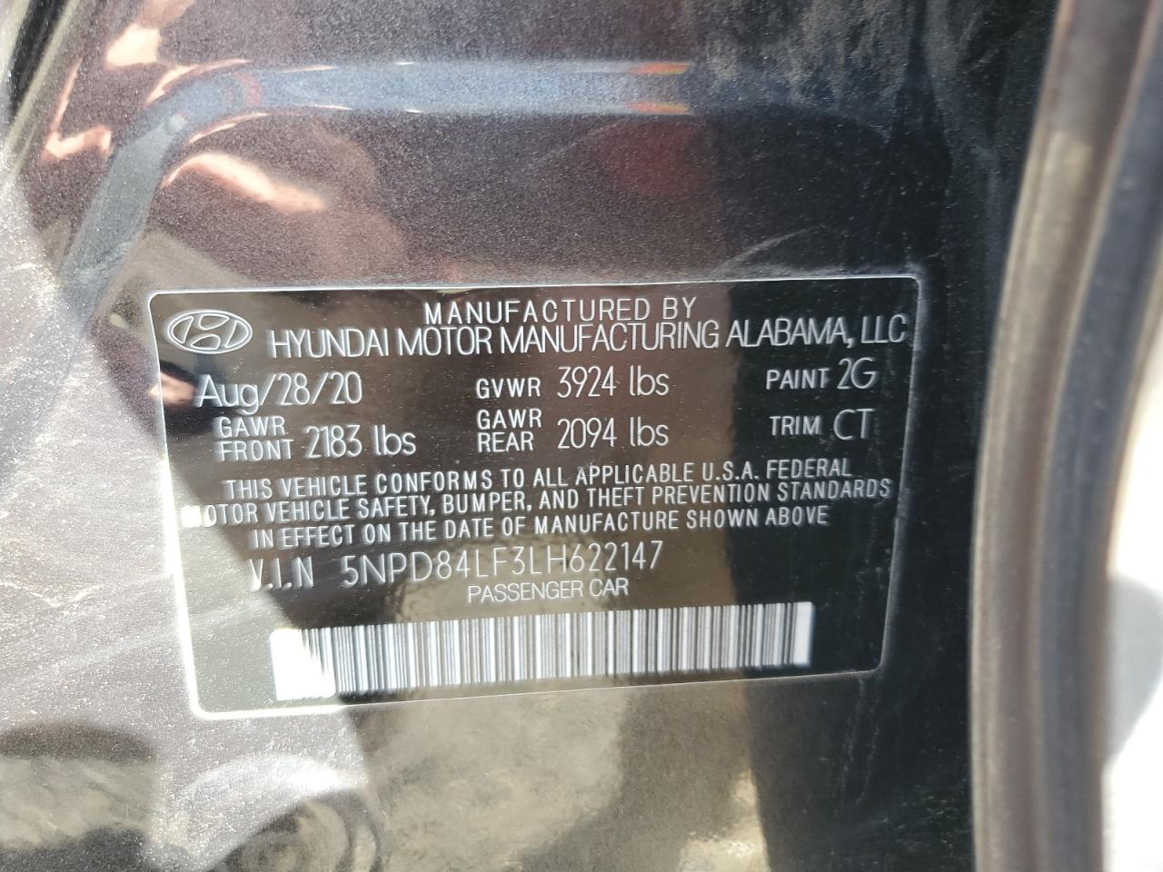 2020 Hyundai Elantra Sel VIN: 5NPD84LF3LH622147 Lot: 82082415