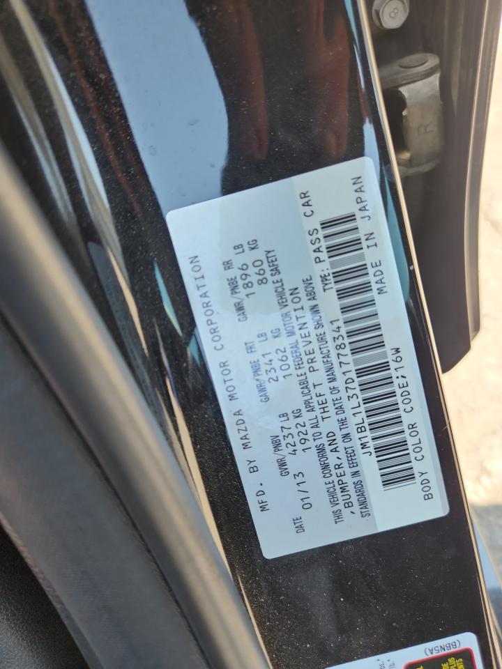 2013 Mazda Speed 3 VIN: JM1BL1L37D1778341 Lot: 71555185