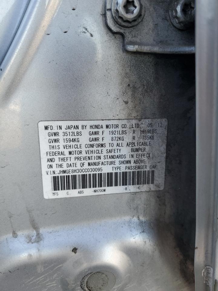 2012 Honda Fit VIN: JHMGE8H30CC030095 Lot: 71292995
