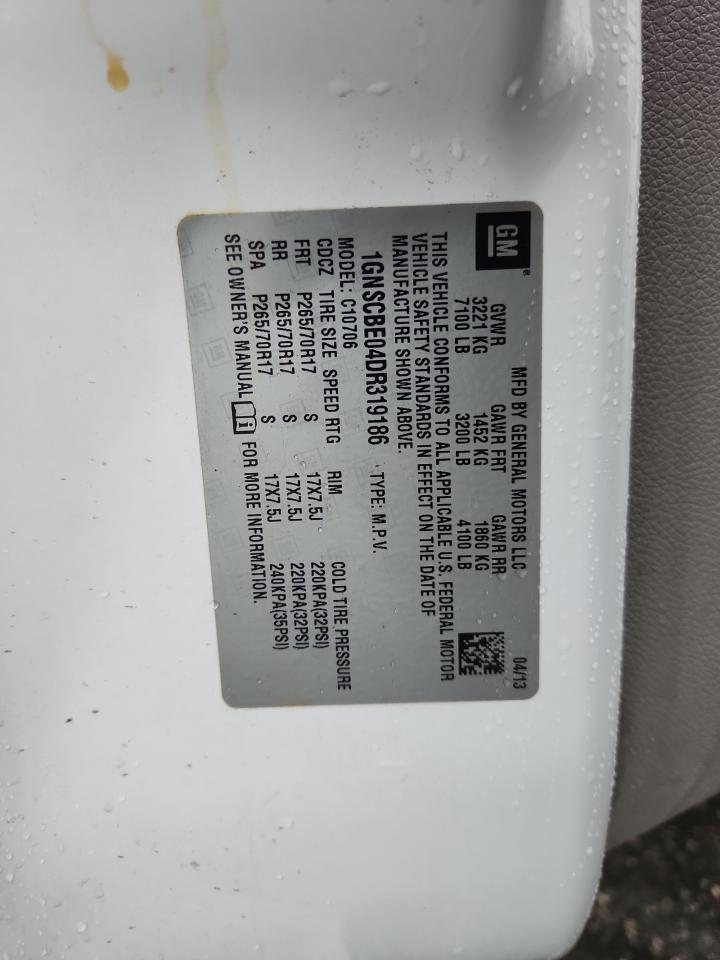 2013 Chevrolet Tahoe C1500 Lt VIN: 1GNSCBE04DR319186 Lot: 81827285