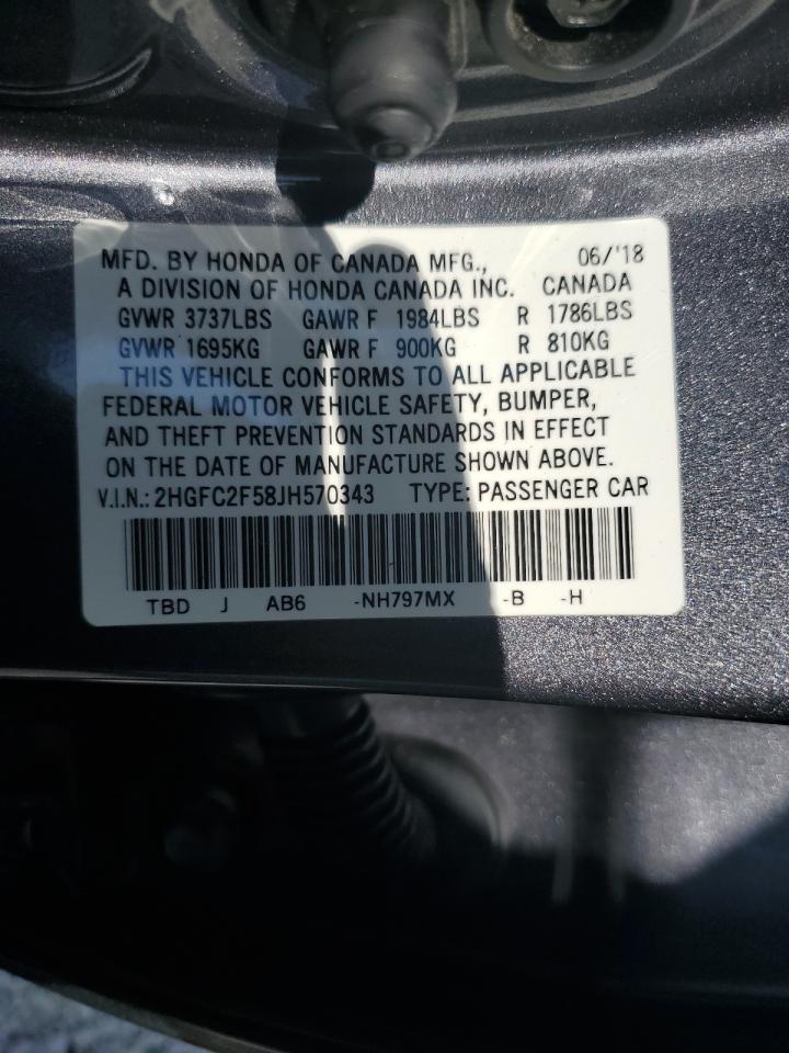 2018 Honda Civic Lx VIN: 2HGFC2F58JH570343 Lot: 84257085