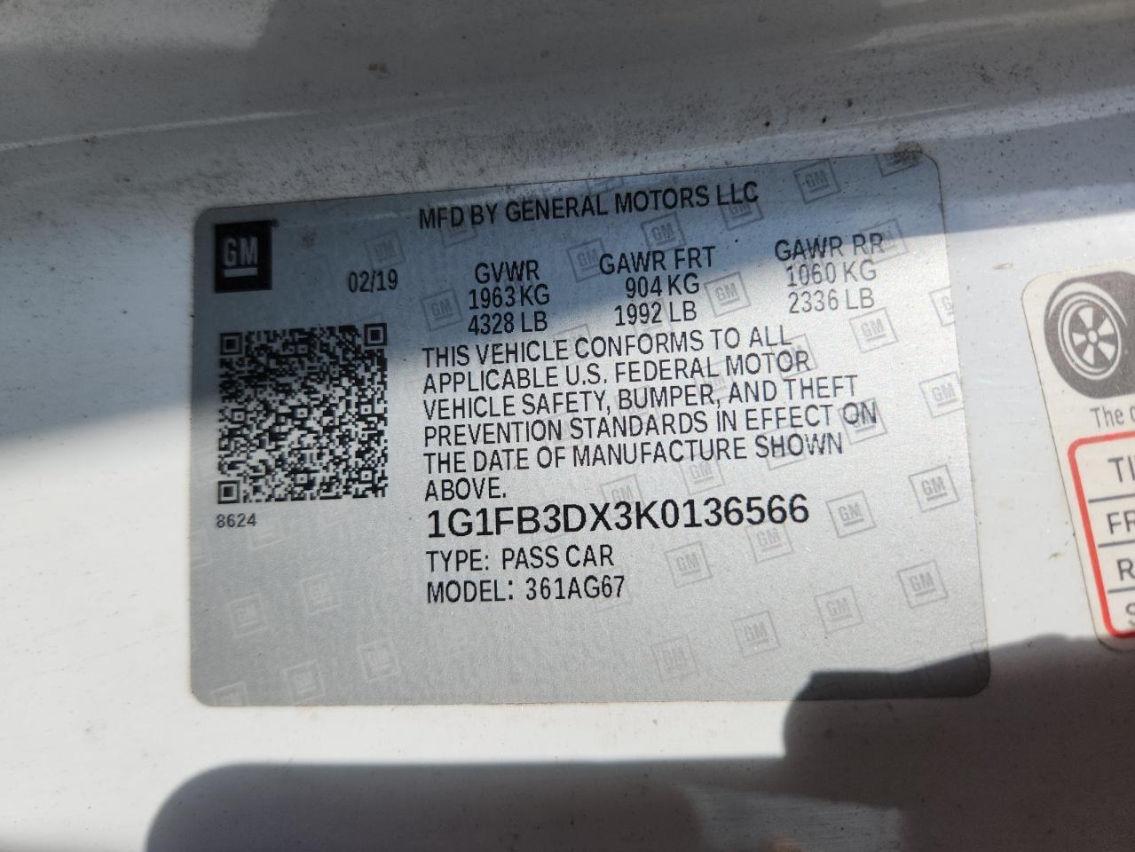 2019 Chevrolet Camaro Ls VIN: 1G1FB3DX3K0136566 Lot: 80211205