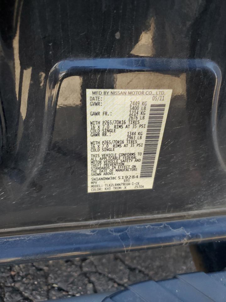 2011 Nissan Xterra Off Road VIN: 5N1AN0NW3BC519284 Lot: 84054735