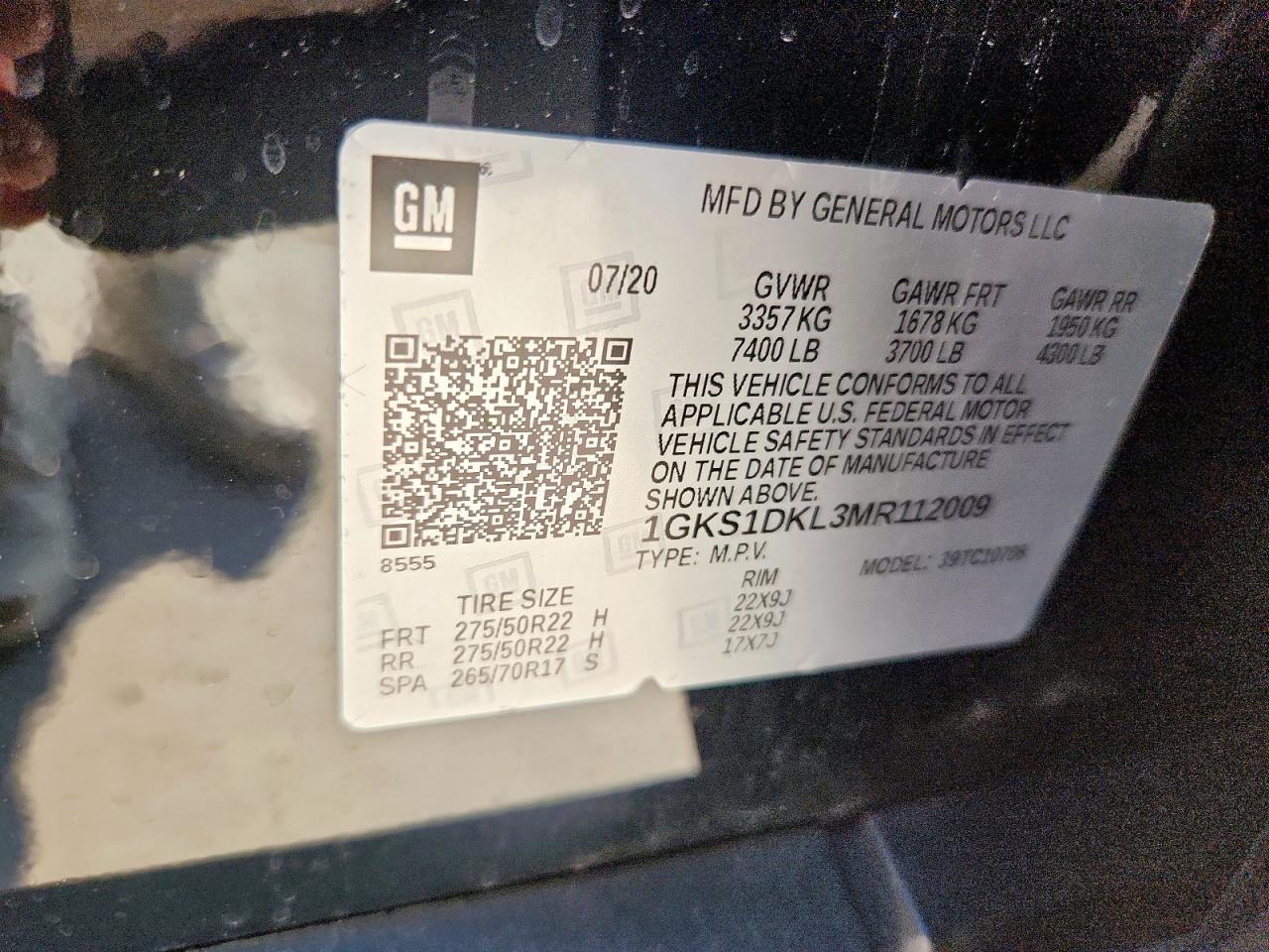 2021 GMC Yukon Denali VIN: 1GKS1DKL3MR112009 Lot: 82161935