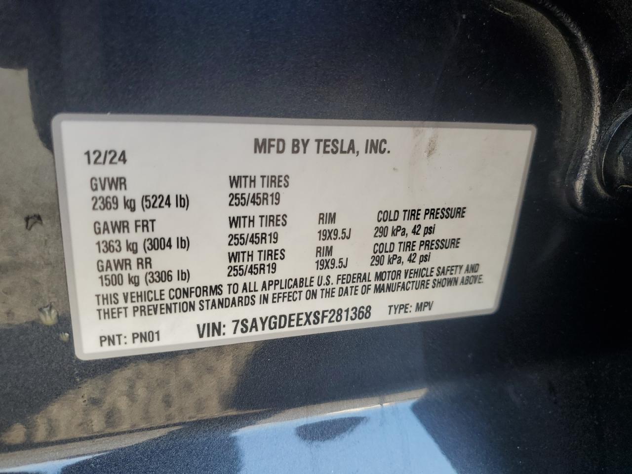 2025 Tesla Model Y VIN: 7SAYGDEEXSF281368 Lot: 80309105