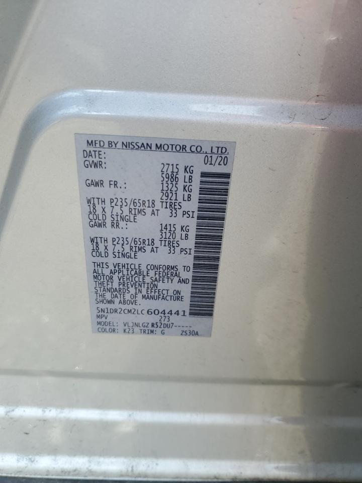 2020 Nissan Pathfinder Sl VIN: 5N1DR2CM2LC604441 Lot: 83778375