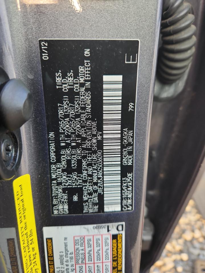 2012 Toyota 4Runner Sr5 VIN: JTEZU5JR6C5036090 Lot: 71173795