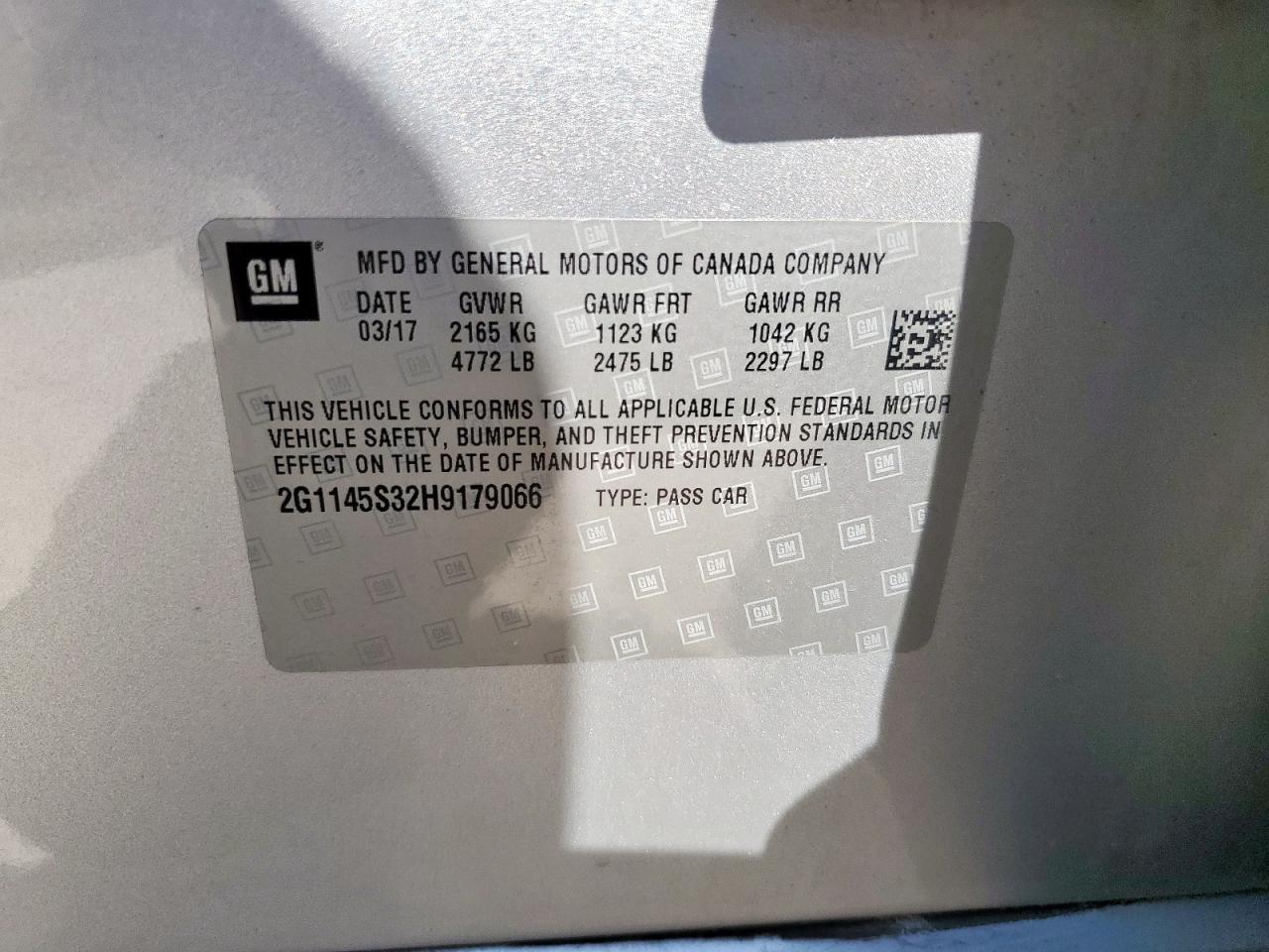 2017 Chevrolet Impala Premier VIN: 2G1145S32H9179066 Lot: 81877695