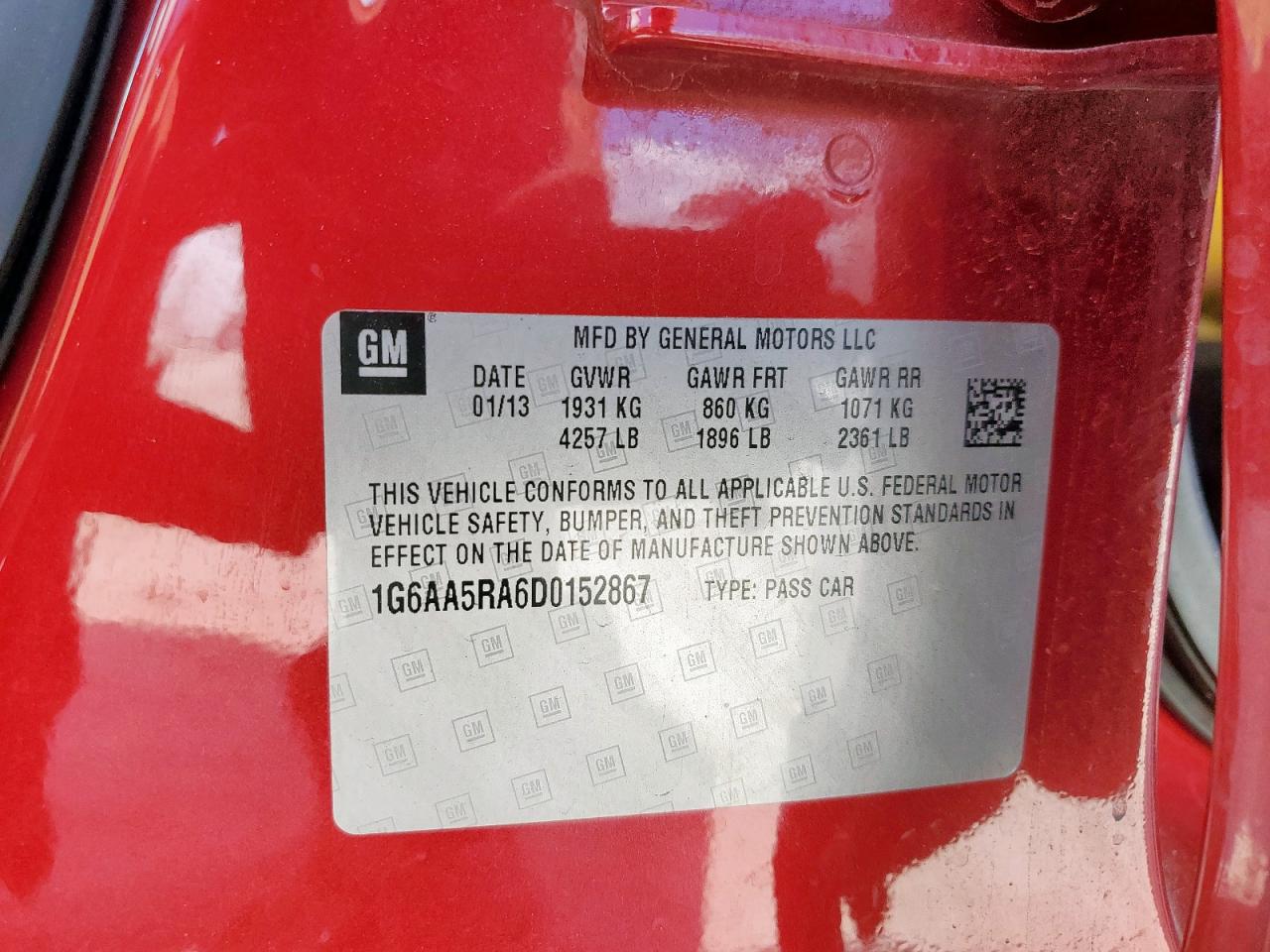 2013 Cadillac Ats VIN: 1G6AA5RA6D0152867 Lot: 83833005