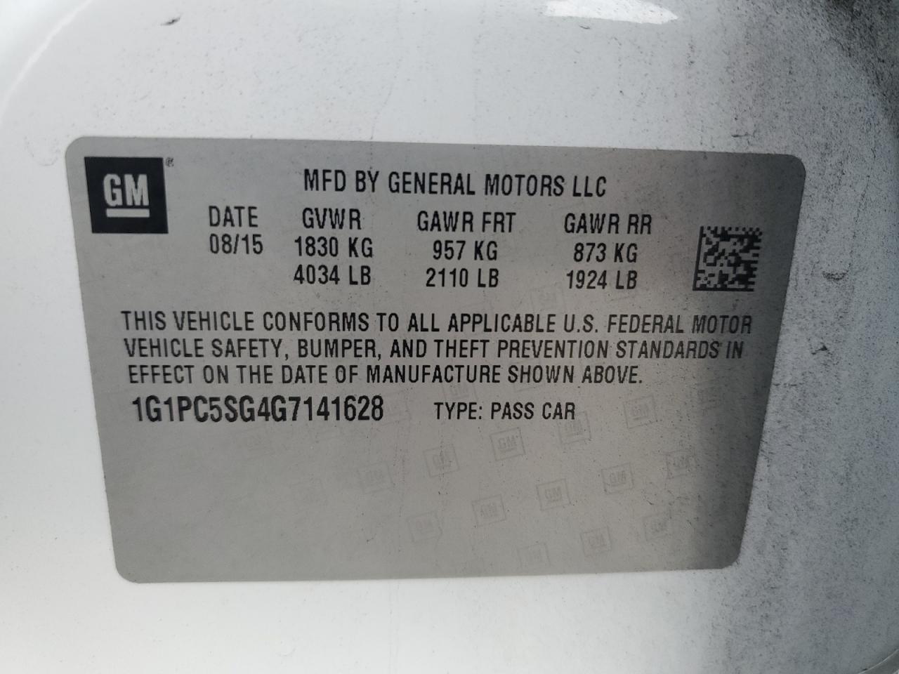 2016 Chevrolet Cruze Limited Ls VIN: 1G1PC5SG4G7141628 Lot: 82132865