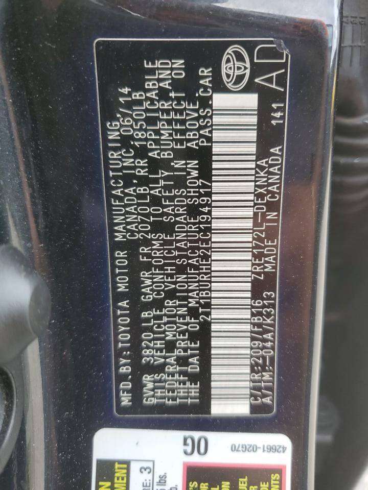 2014 Toyota Corolla L VIN: 2T1BURHE2EC194917 Lot: 84415865