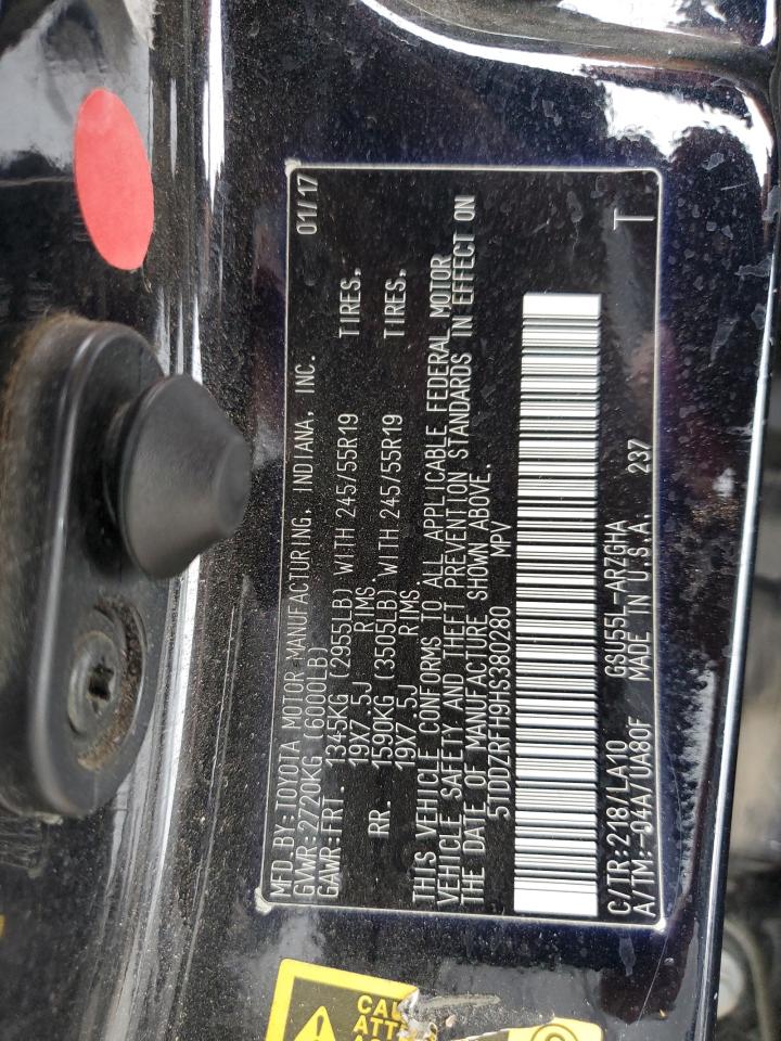 2017 Toyota Highlander Limited VIN: 5TDDZRFH9HS380280 Lot: 80517935