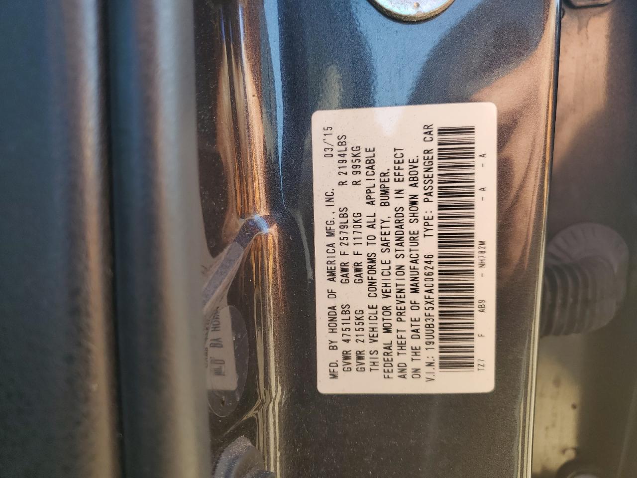 2015 Acura Tlx Tech VIN: 19UUB3F5XFA006246 Lot: 84299795