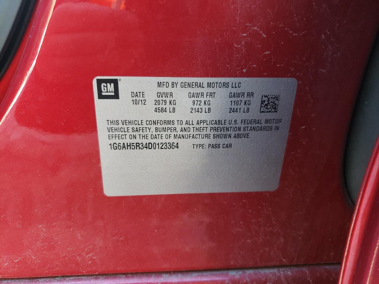 2013 Cadillac Ats Luxury VIN: 1G6AH5R34D0123364 Lot: 84549405