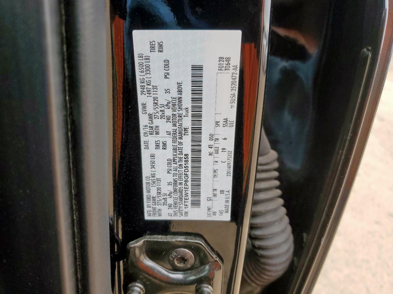 2016 Ford F150 Supercrew VIN: 1FTEW1EP8GFD51858 Lot: 81843685