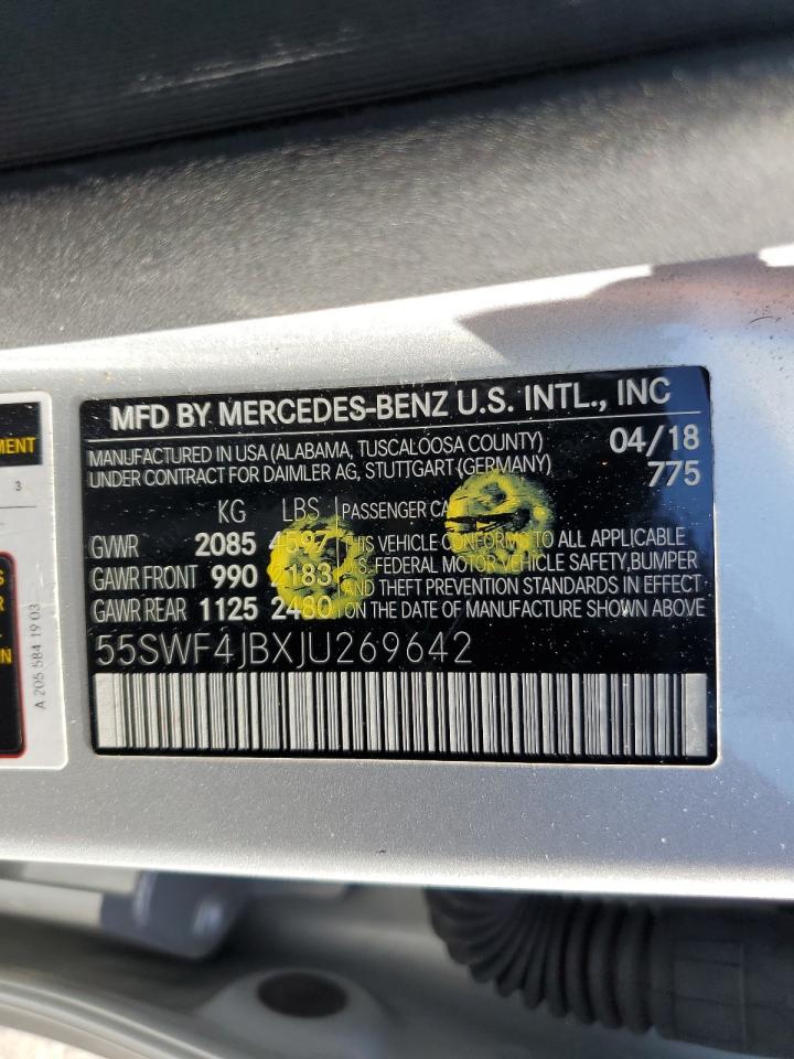 2018 Mercedes-Benz C 300 VIN: 55SWF4JBXJU269642 Lot: 81844385