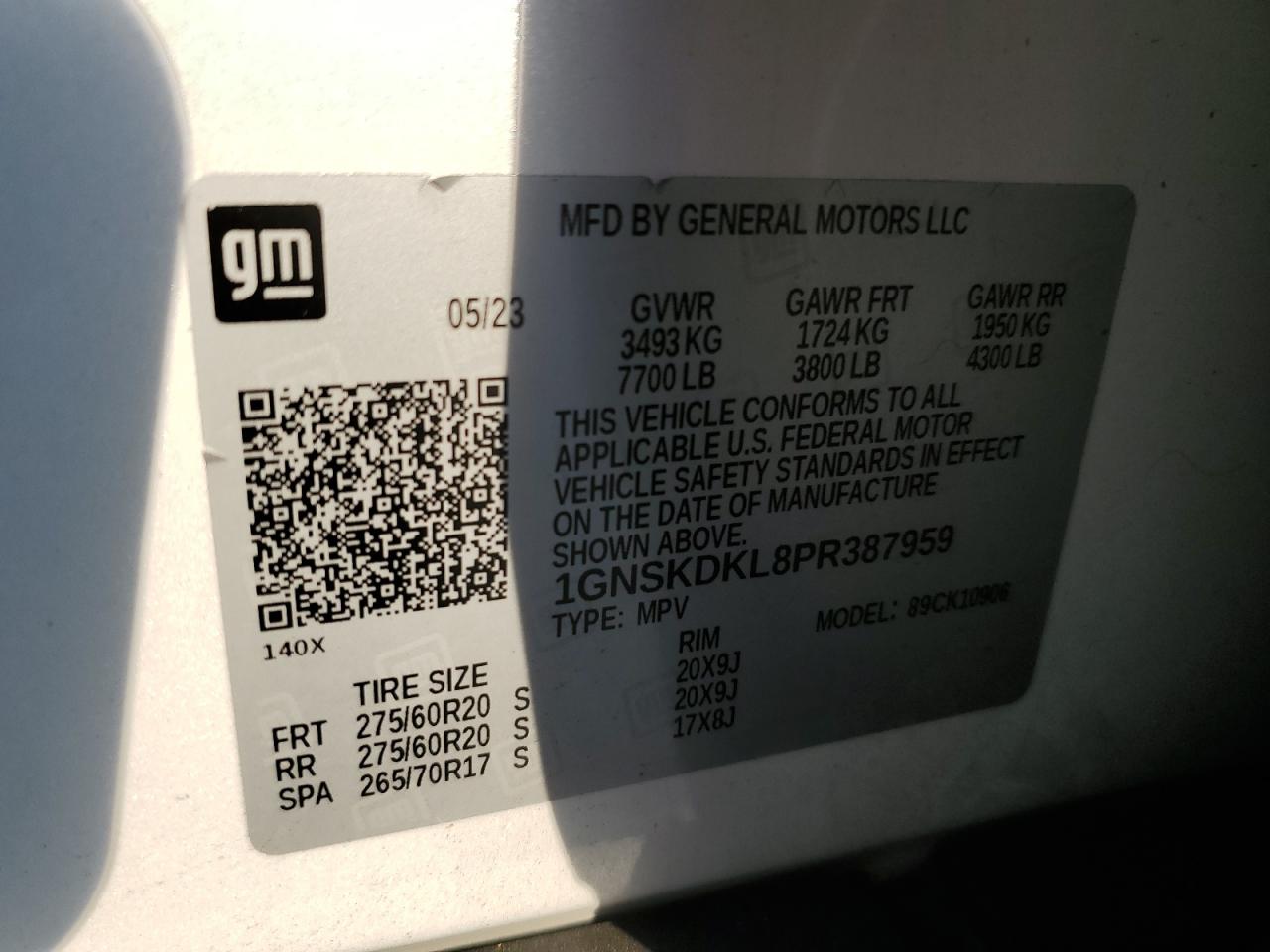 2023 Chevrolet Suburban K1500 Z71 VIN: 1GNSKDKL8PR387959 Lot: 81256915