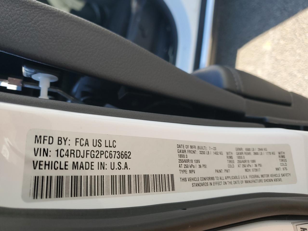 2023 Dodge Durango Pursuit VIN: 1C4RDJFG2PC673662 Lot: 70697025