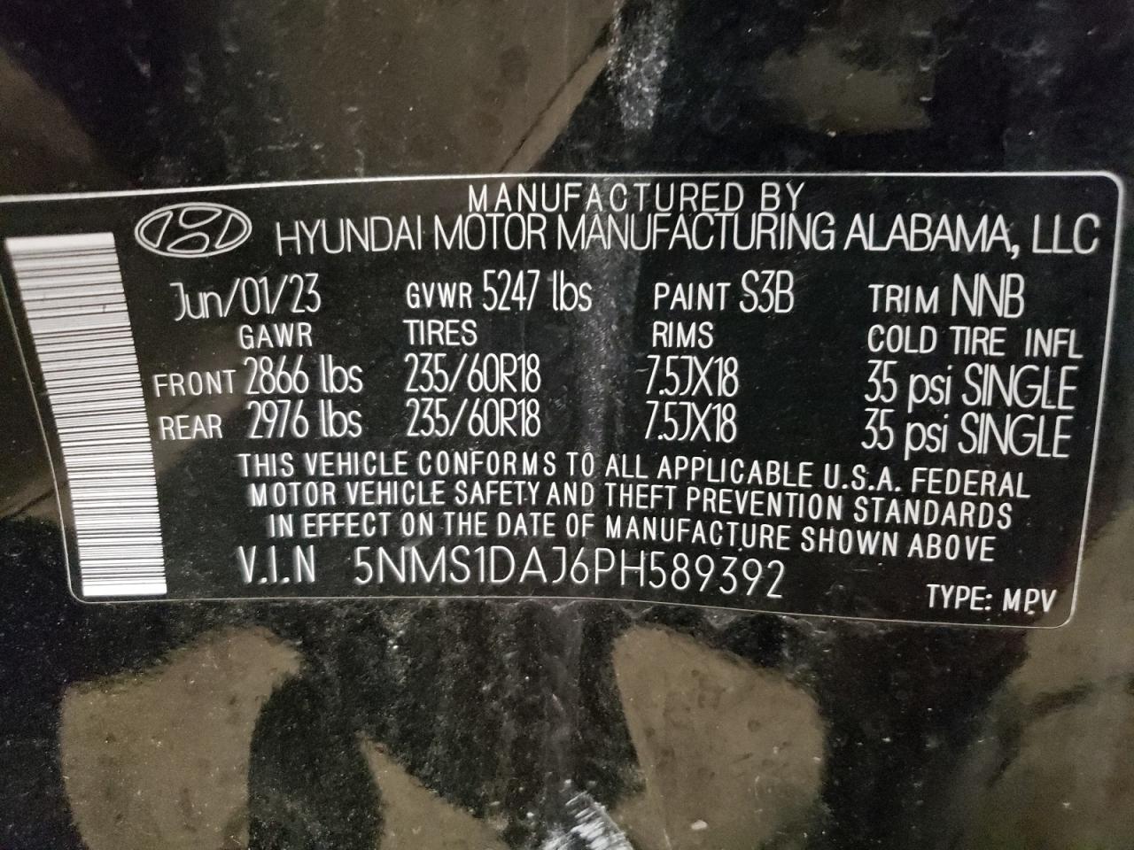 2023 Hyundai Santa Fe Se VIN: 5NMS1DAJ6PH589392 Lot: 71048775