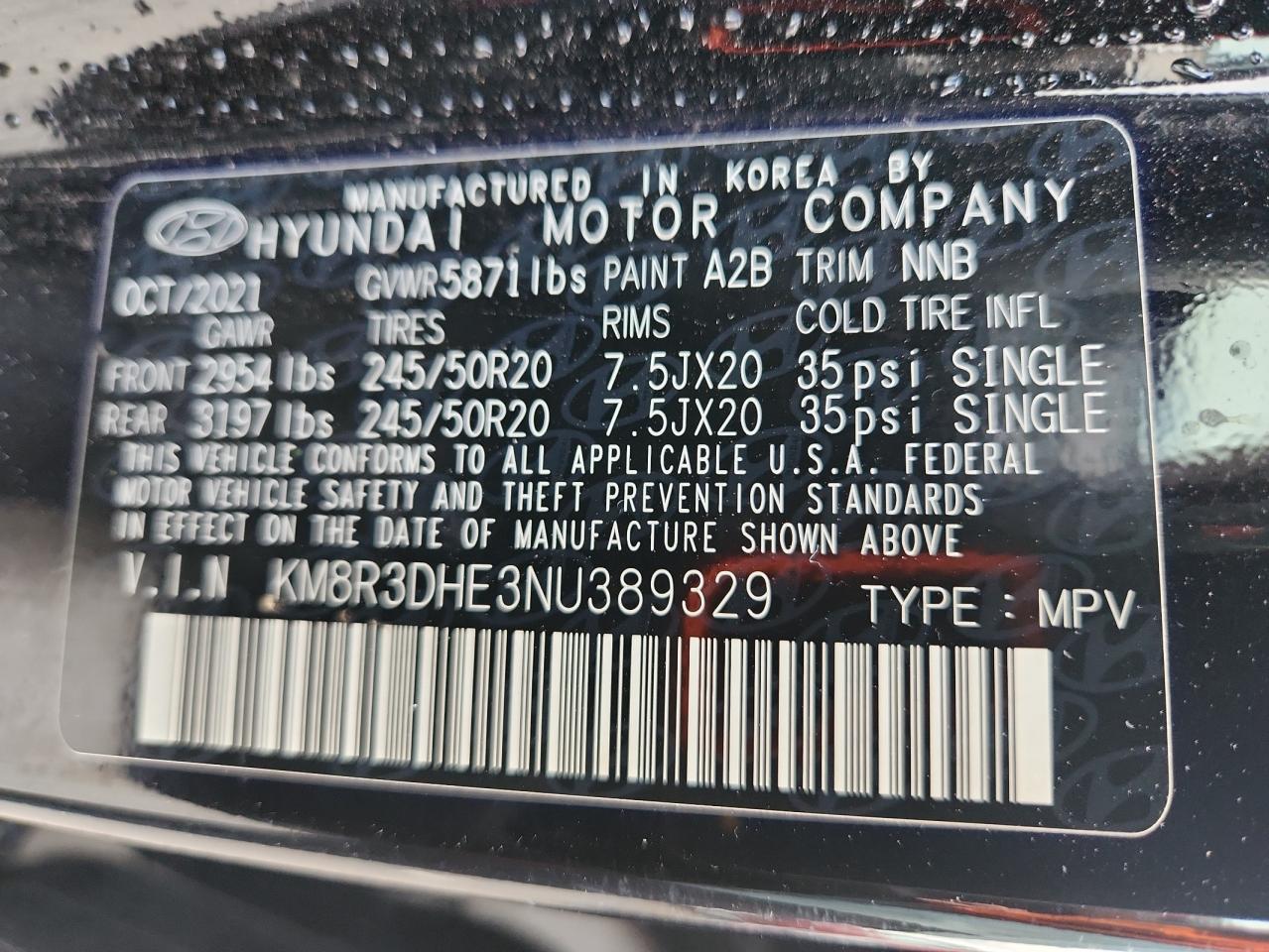 2022 Hyundai Palisade Sel VIN: KM8R3DHE3NU389329 Lot: 81320405