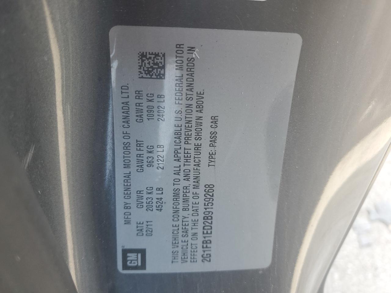 2011 Chevrolet Camaro Lt VIN: 2G1FB1ED2B9159268 Lot: 80116745