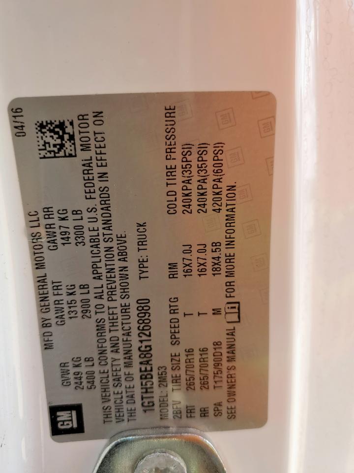 2016 GMC Canyon VIN: 1GTH5BEA8G1268980 Lot: 81856215