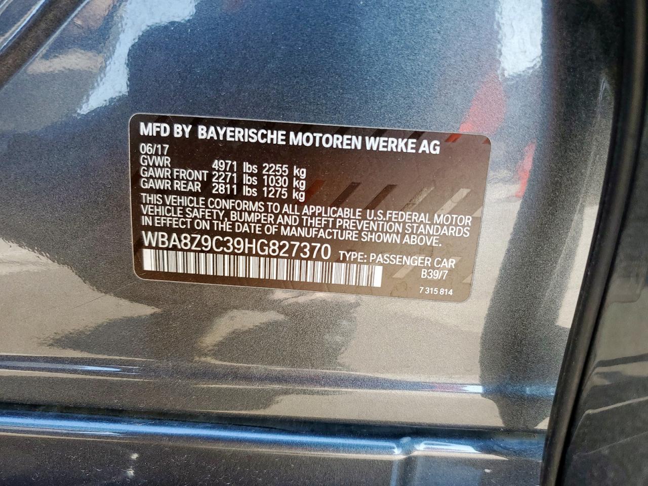 2017 BMW 330 Xigt VIN: WBA8Z9C39HG827370 Lot: 70949345