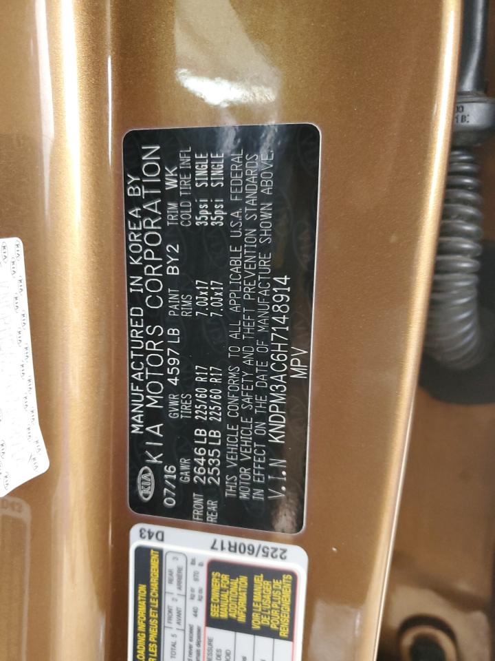 2017 Kia Sportage Lx VIN: KNDPM3AC6H7148914 Lot: 81811505