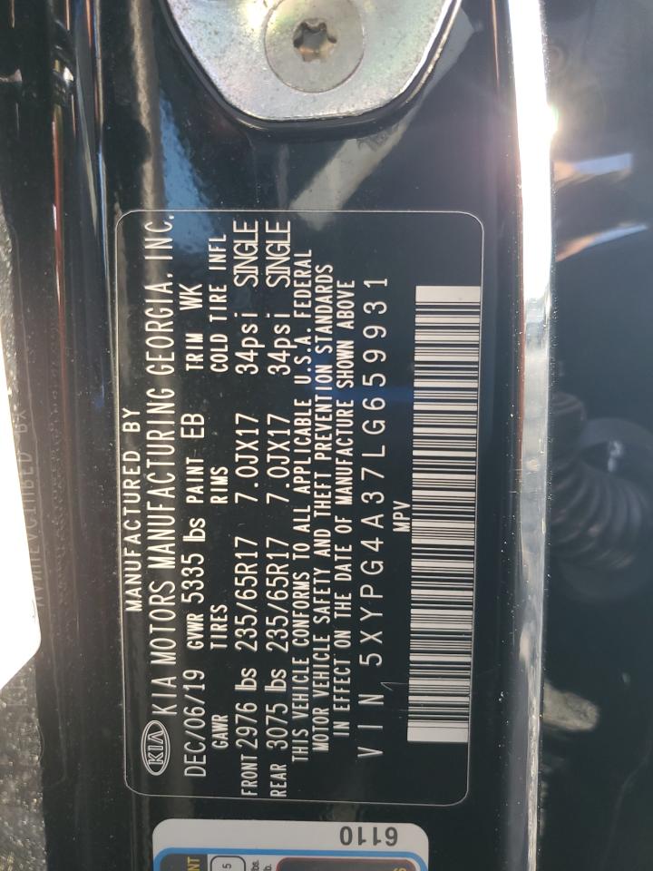 2020 Kia Sorento L VIN: 5XYPG4A37LG659931 Lot: 71433695