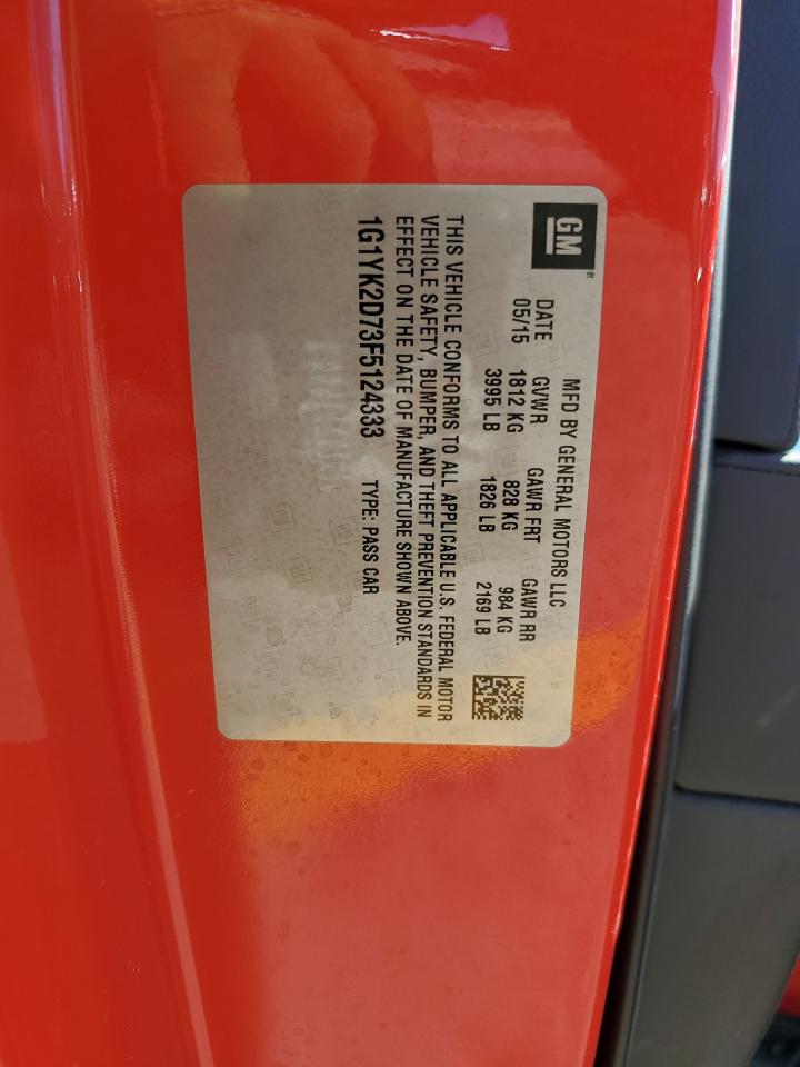 2015 Chevrolet Corvette Stingray Z51 2Lt VIN: 1G1YK2D73F5124333 Lot: 71477155