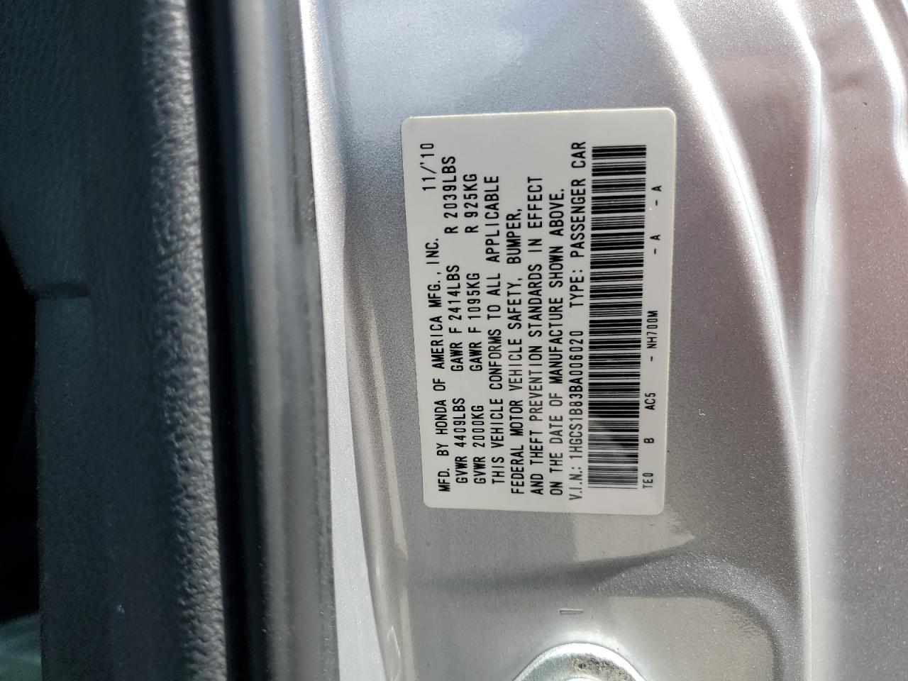 2011 Honda Accord Exl VIN: 1HGCS1B83BA006020 Lot: 83969725