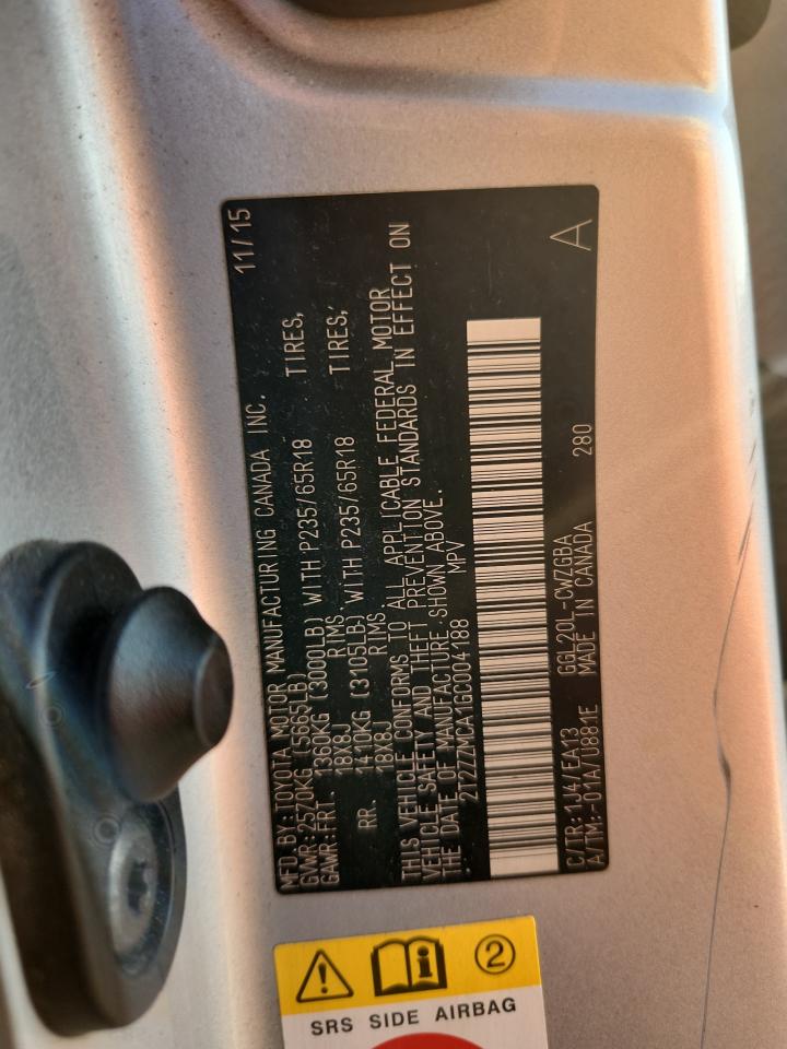 2016 Lexus Rx 350 VIN: 2T2ZZMCA1GC004188 Lot: 81502615