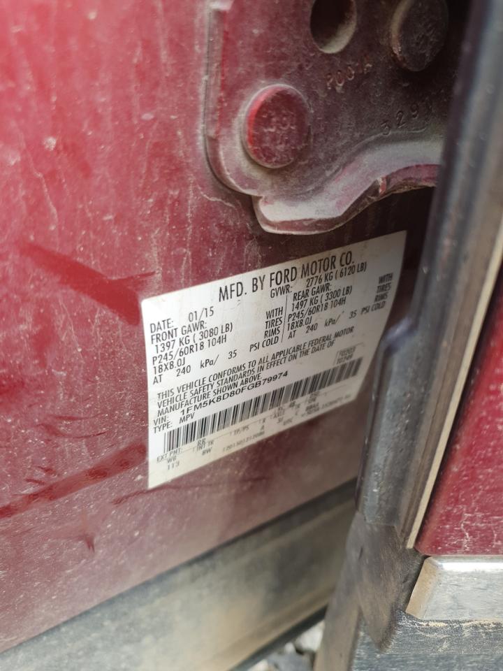 2015 Ford Explorer Xlt VIN: 1FM5K8D80FGB79974 Lot: 82034305