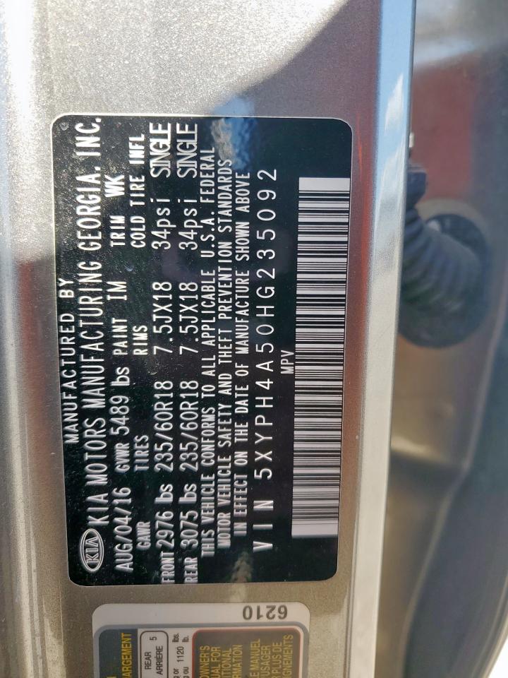 2017 Kia Sorento Ex VIN: 5XYPH4A50HG235092 Lot: 81655925