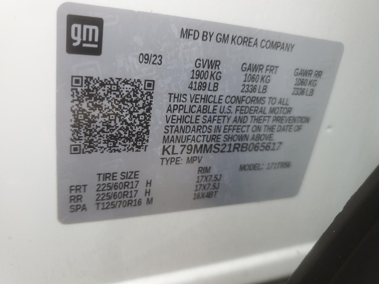 2024 Chevrolet Trailblazer Ls VIN: KL79MMS21RB065617 Lot: 84024925