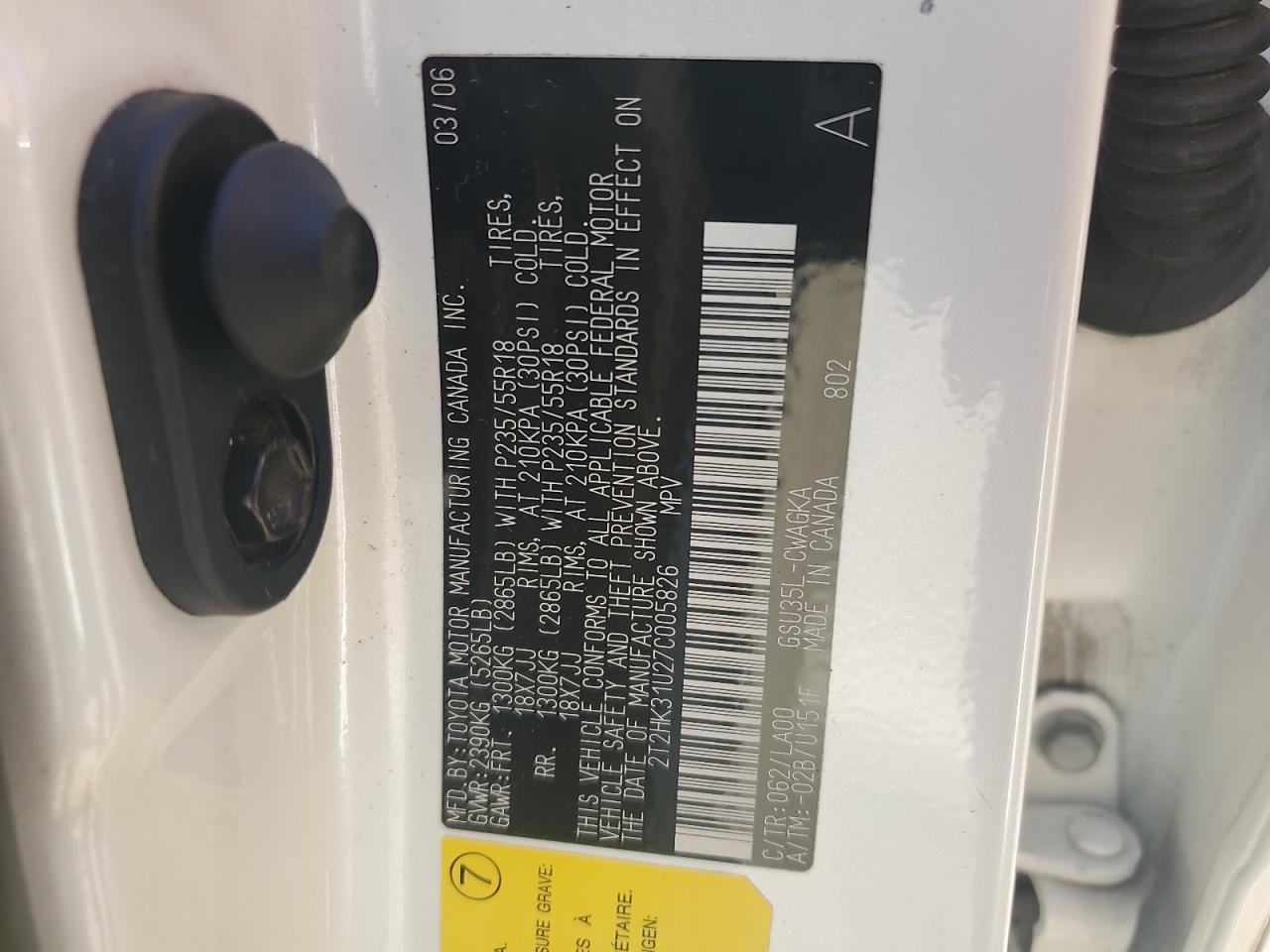 2007 Lexus Rx 350 VIN: 2T2HK31U27C005826 Lot: 71533765