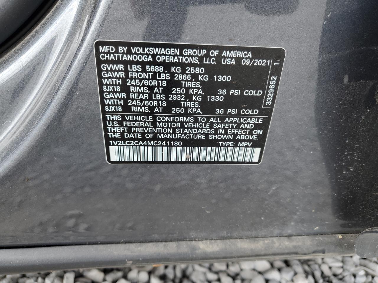 2021 Volkswagen Atlas Cross Sport Se VIN: 1V2LC2CA4MC241180 Lot: 71650855