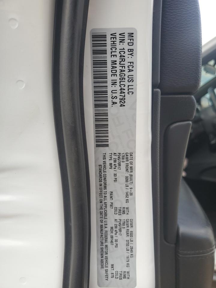 2020 Jeep Grand Cherokee Laredo VIN: 1C4RJFAG6LC447924 Lot: 80456525