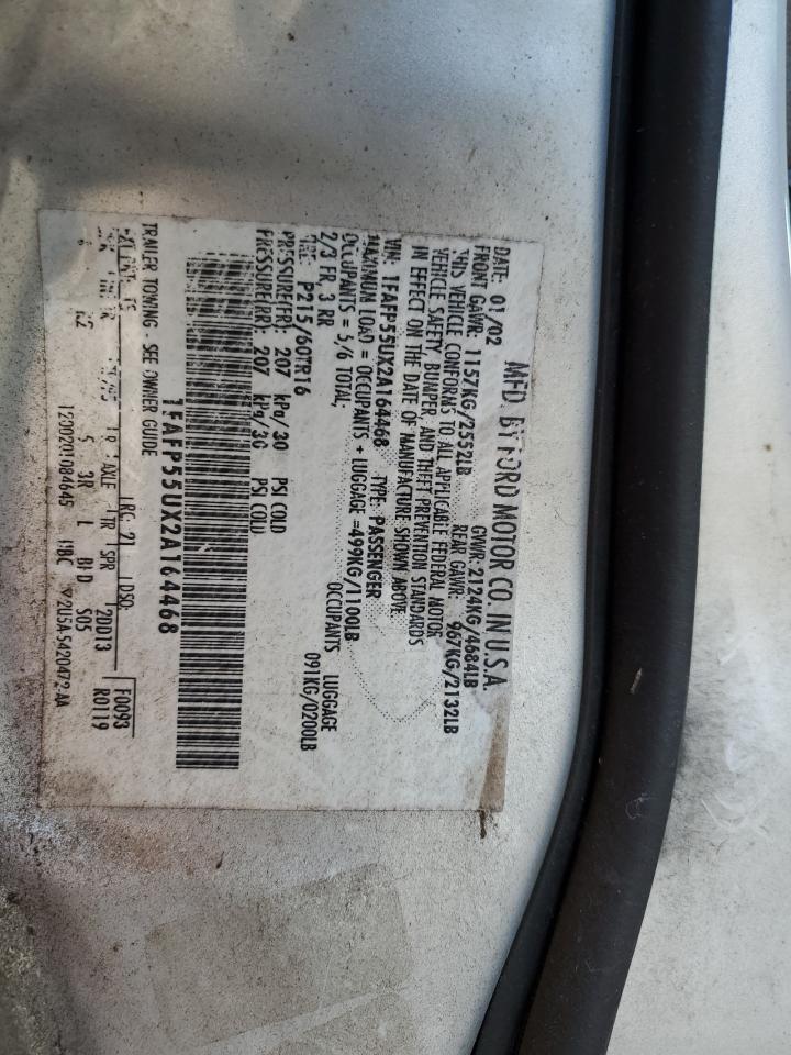 2002 Ford Taurus Ses VIN: 1FAFP55UX2A164468 Lot: 81042675